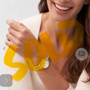 SOLD. Fossil two tone stainless steel watch with crystal markers